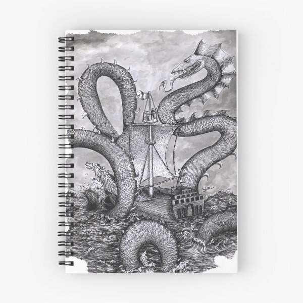 Item preview, Sea serpent attacks ship drawing designed and sold by helenacooper.