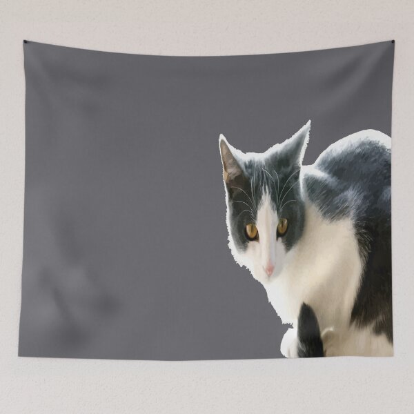 Item preview, Grey And White Tuxedo Cat Vector Art designed and sold by taiche.