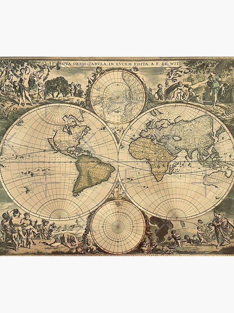 An Old Map Of The World // 1670 Edition No.2 Tapestry