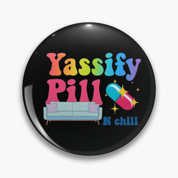 Item preview, Yassify pill and chill- rainbow 70s style text designed and sold by Anxatzi.