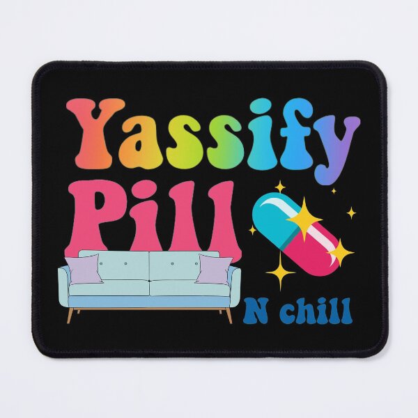 Item preview, Yassify pill and chill- rainbow 70s style text designed and sold by Anxatzi.