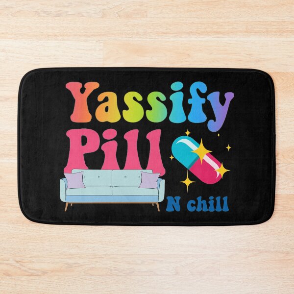 Item preview, Yassify pill and chill- rainbow 70s style text designed and sold by Anxatzi.