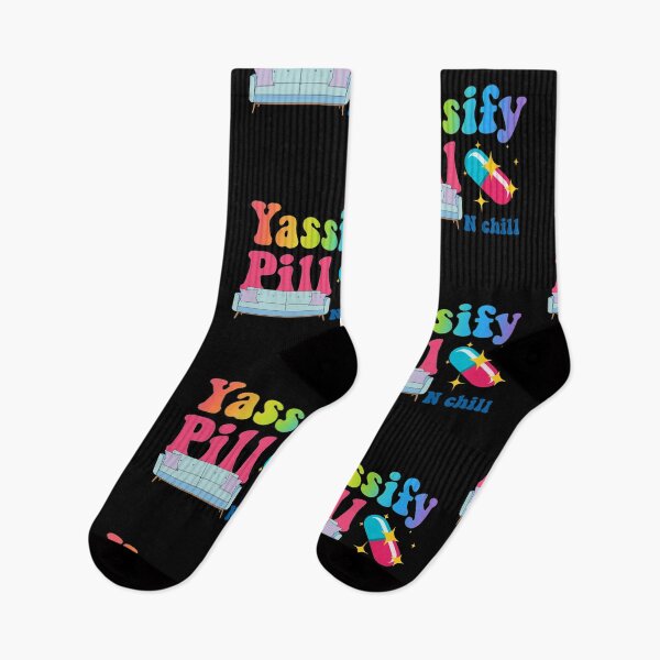 Item preview, Yassify pill and chill- rainbow 70s style text designed and sold by Anxatzi.