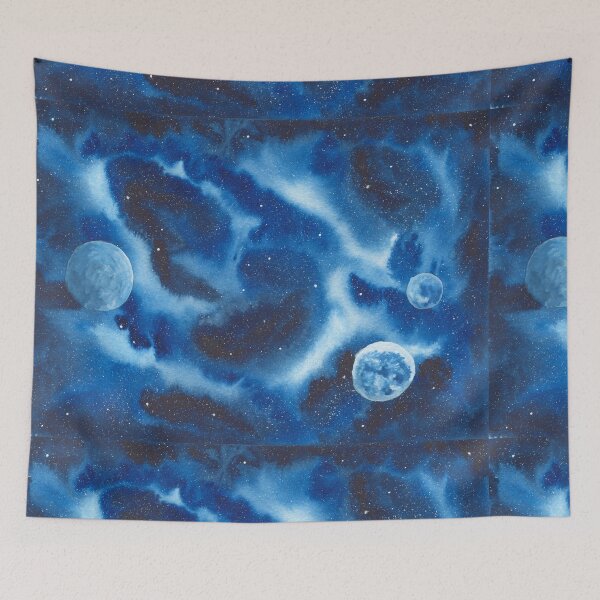 Item preview, Blue Nebulae Of Deep Space With Planets Galaxy Painting Design designed and sold by galleasstudio.