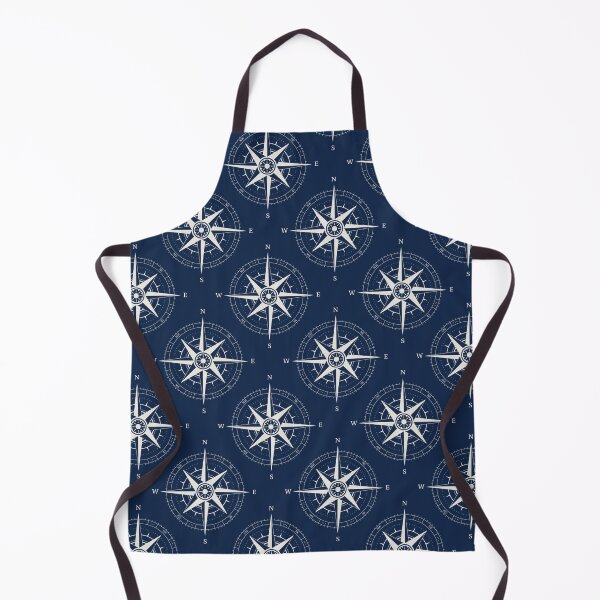 Item preview, Vintage nautical compass rose ~ Nautical pattern ~ White on navy blue designed and sold by oceanys.