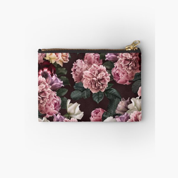 Item preview, Vintage bouquets of pink lush peonies, purple tulips, roses and dark red anemones. designed and sold by RinaMDesigns.