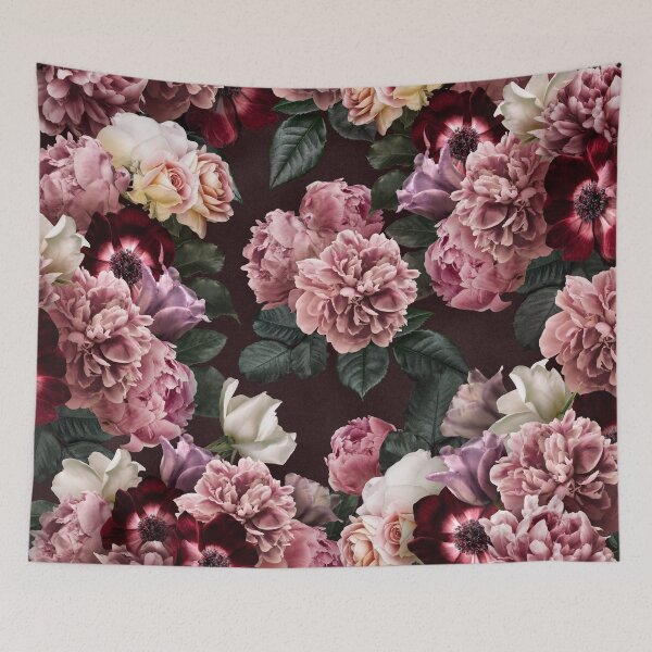 Item preview, Vintage bouquets of pink lush peonies, purple tulips, roses and dark red anemones. designed and sold by RinaMDesigns.