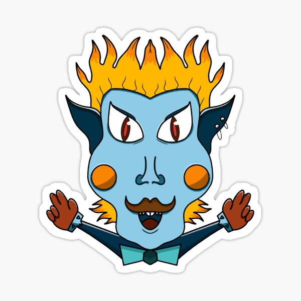 papa Destino sesión A blue goblin with flaming hair" Sticker for Sale by jastmood | Redbubble