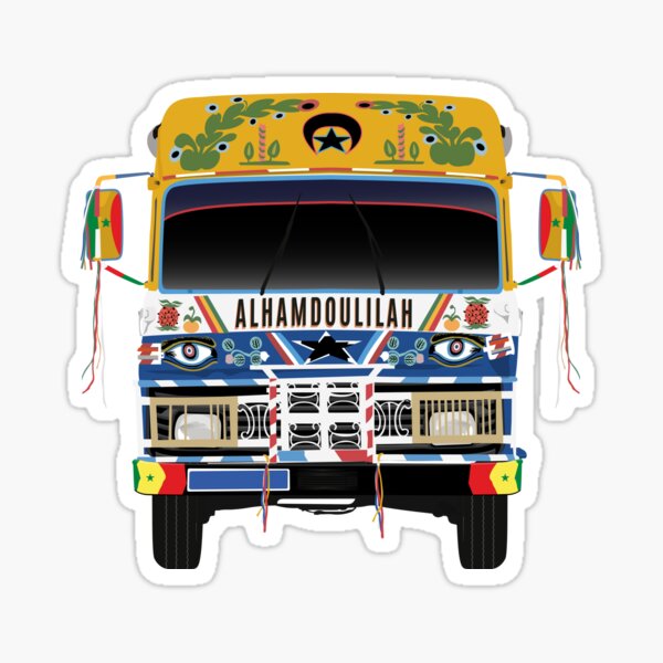 Illustration voiture retro senegal car rapide Sticker