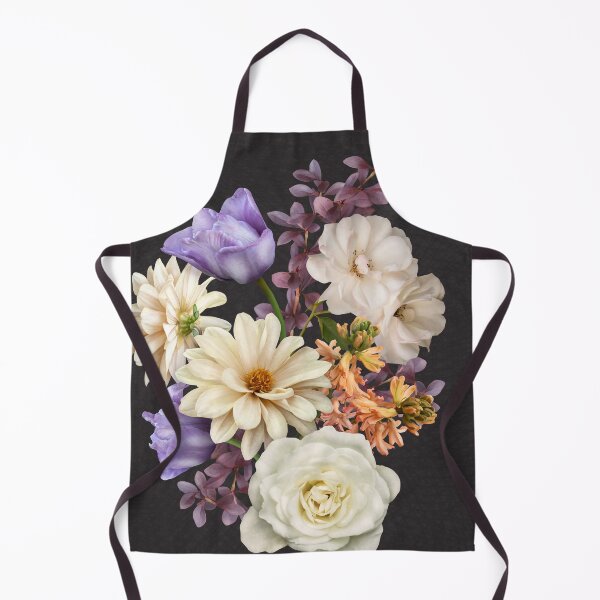 Item preview, Bouquet of white roses, lilac tulips and dahlias on dark background. designed and sold by RinaMDesigns.