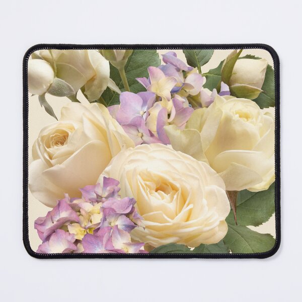 Item preview, White ivory roses and purple hydrangea bouquet. designed and sold by RinaMDesigns.