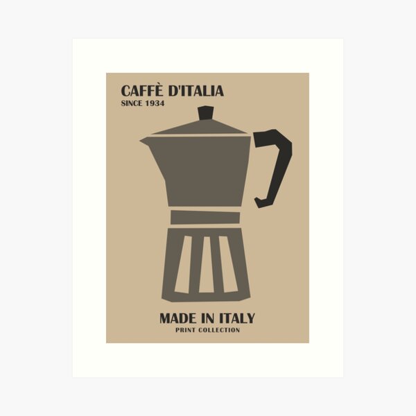 Coffee art print, Italy, Neutral art, Retro art, Exhibition print, Vintage poster, Bar, Kitchen decor Art Print