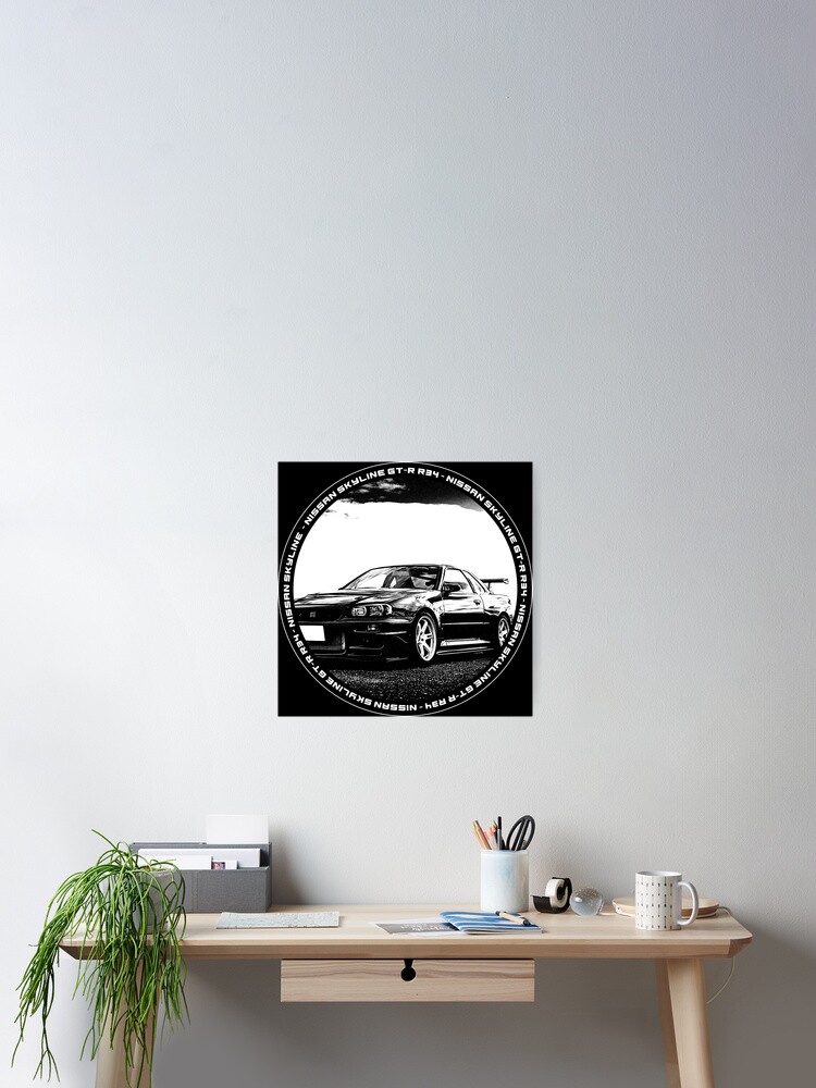 【貴重】NISSAN SKYLINEポスター4枚、本セット Fast & Furious R34 Skyline Digital Print | Brian's GTR Poster
