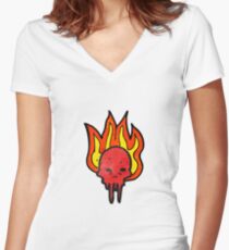gross halloween skull cartoon Women's Fitted V-Neck T-Shirt
