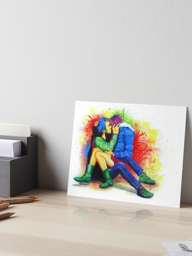 Cinema Kiss - Love Art Illustration Romance Lovers Relationship Couple  Drawing Kiss Movie Art Board Print for Sale by nymphainna