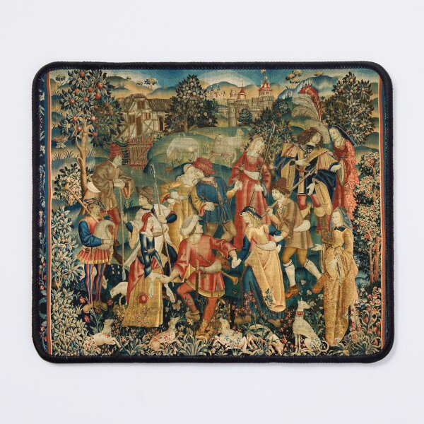 Item preview, PEASANT DANCE IN WOODLAND LANDSCAPE Antique Flemish Tapestry designed and sold by BulganLumini.