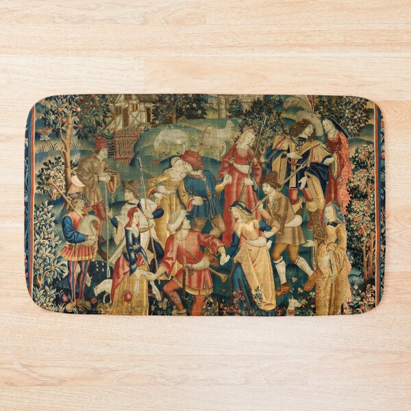 Item preview, PEASANT DANCE IN WOODLAND LANDSCAPE Antique Flemish Tapestry designed and sold by BulganLumini.