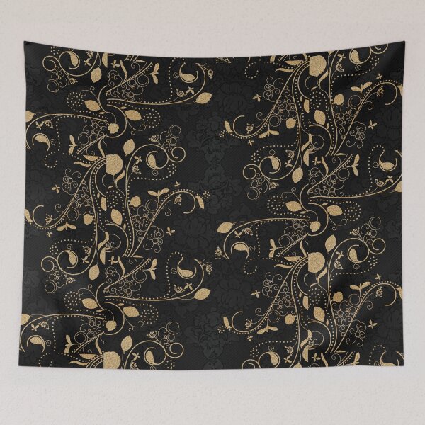 Item preview, Black and Gold Oriental Damask designed and sold by DeevaValli.