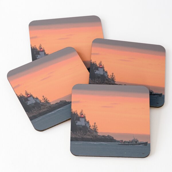 Item preview, Bass Habor Lighthouse in Down East, Maine, with a lobster boat heading out to haul designed and sold by LindaCPhoto.