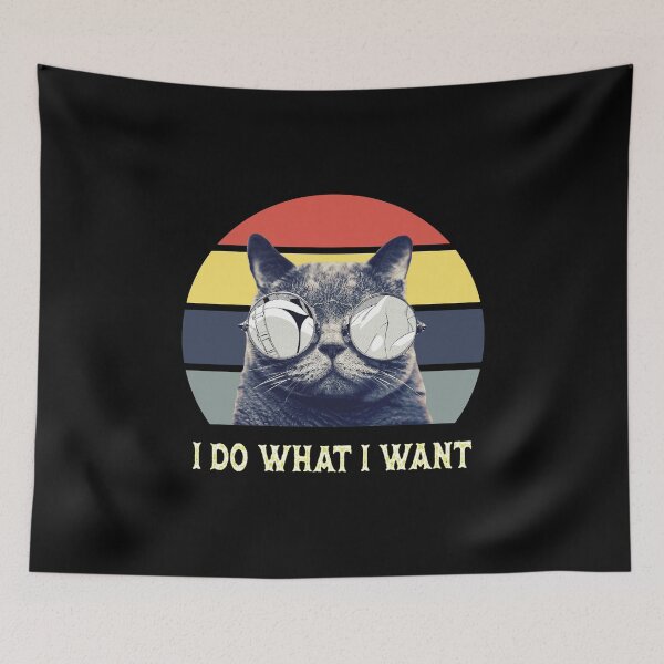 Item preview, Funny Cat Sayings Retro Vintage Sunset I Do What I Want designed and sold by magicos1.