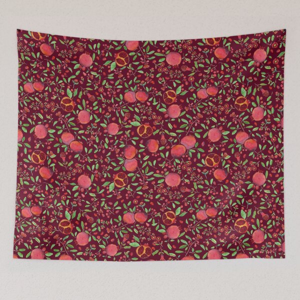 Item preview, Pomegranates on Maroon Background by MarcyBrennanArt designed and sold by MarcyBrennanArt.