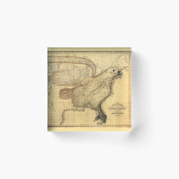 Item preview, Eagle on the map of United States vintage design, 1833 designed and sold by NineJuly.