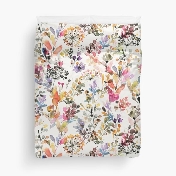 Wild Flowers and Plants Watercolor - Wild Nature Botanical Print Duvet Cover