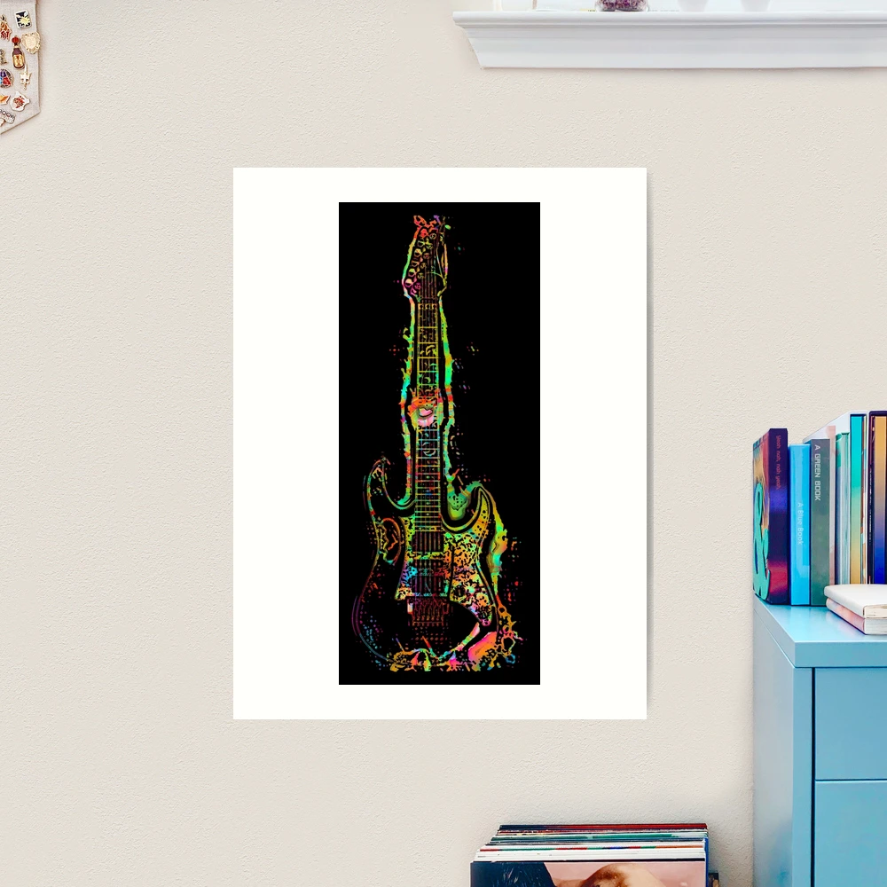 Flaming six string electric guitar (psychedelic)