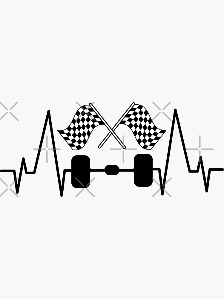 "Racing, racing, car, heartbeat" Sticker by IDesign23 Redbubble