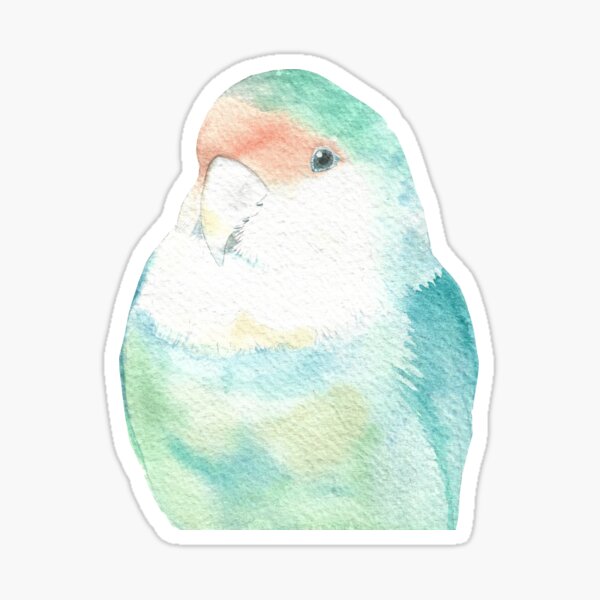 Item preview, Lovebird watercolor portrait 2 designed and sold by Perroquets numériques.