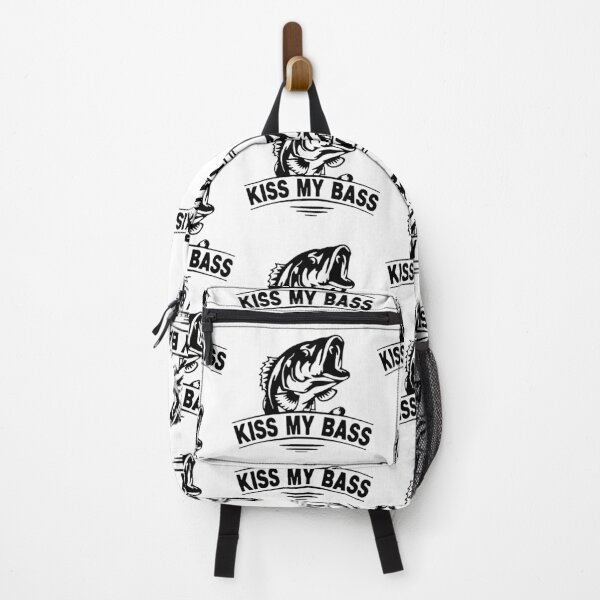 Item preview, Kiss My Bass Love Fishing Born to go fishing Forced to work Fisherman Stick Figure Holding Fish Bones I love Fishing Art Design Happy Apparel Essential  designed and sold by DesignByHeartUK.