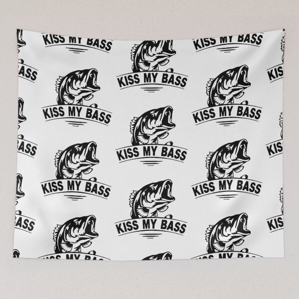Item preview, Kiss My Bass Love Fishing Born to go fishing Forced to work Fisherman Stick Figure Holding Fish Bones I love Fishing Art Design Happy Apparel Essential  designed and sold by DesignByHeartUK.