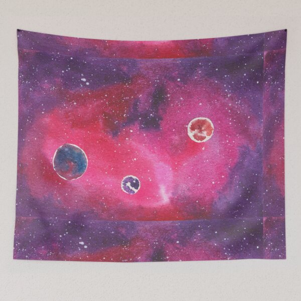 Item preview, Pink Planets In Deep Space Galaxy Painting Design designed and sold by galleasstudio.