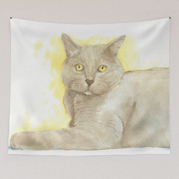 Aperçu de l'œuvre portrait aquarelle de chat brun créée et vendue par L'Atelier Oranjade.