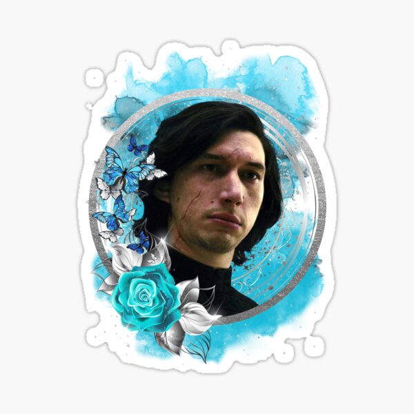 Vista previa del artículo con la obra «Adam Driver - Plata, azul y blanco», diseñado y vendido por RubyOrchid14 Art & Logos.