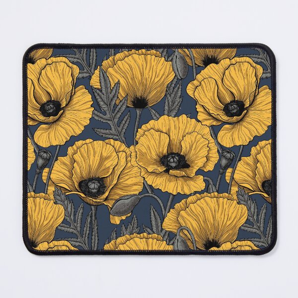 Item preview, Yellow poppy garden on navy designed and sold by Katerina Mitkova Kirilova.