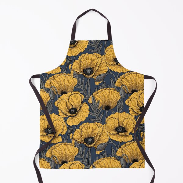 Item preview, Yellow poppy garden on navy designed and sold by Katerina Mitkova Kirilova.