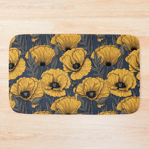 Item preview, Yellow poppy garden on navy designed and sold by Katerina Mitkova Kirilova.