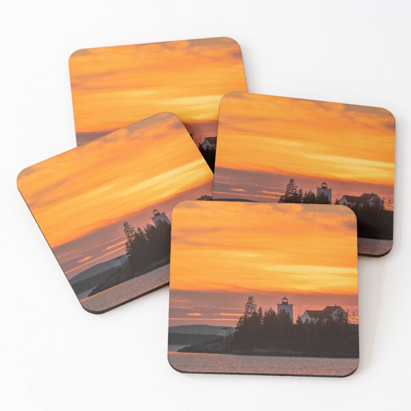 Item preview, Sunset behind Burnt Coat Harbor Lighthouse on Swan's Island, Maine on 11/25/21 designed and sold by LindaCPhoto.