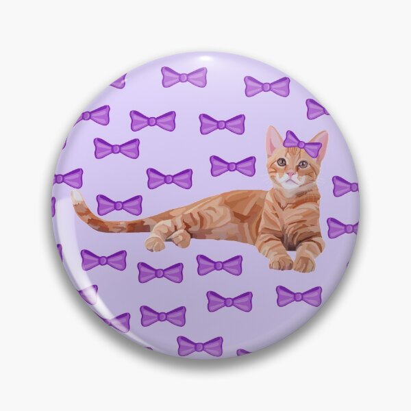 Item preview, Ginger Cat with Purple Bow Pattern designed and sold by Deborah Camp.