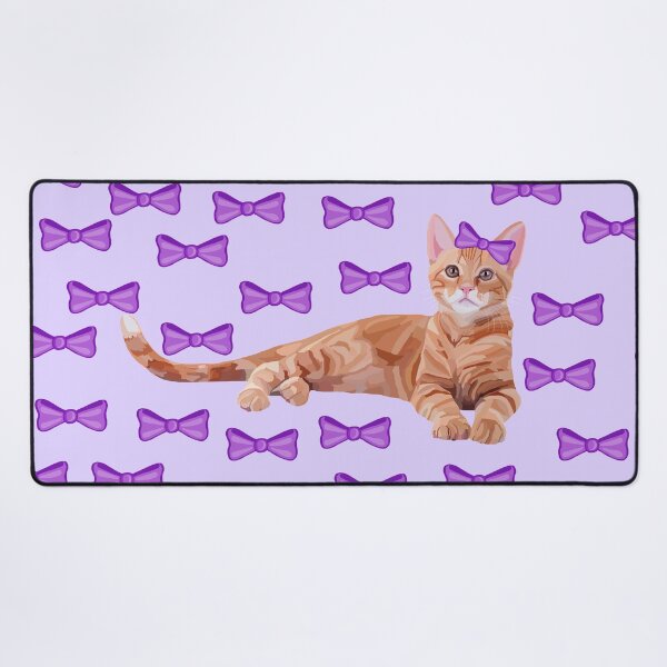 Item preview, Ginger Cat with Purple Bow Pattern designed and sold by Deborah Camp.