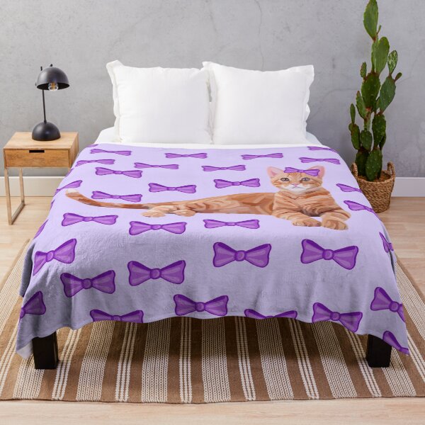 Item preview, Ginger Cat with Purple Bow Pattern designed and sold by Deborah Camp.