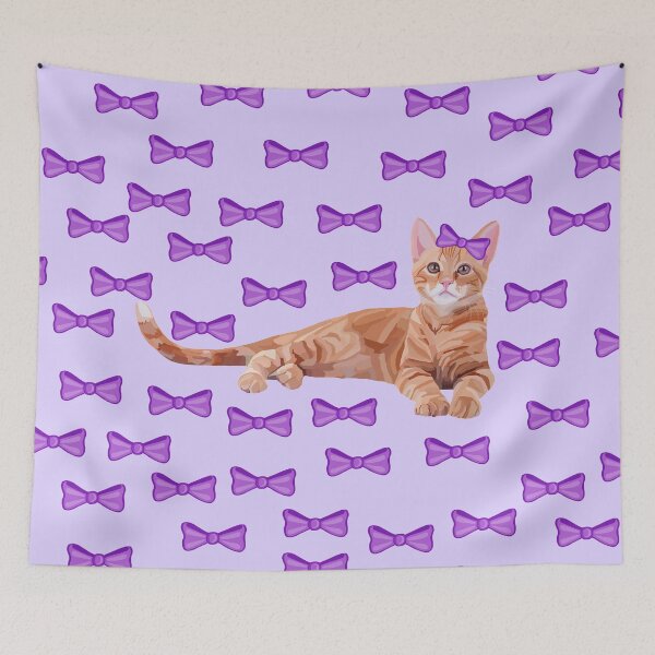 Item preview, Ginger Cat with Purple Bow Pattern designed and sold by Deborah Camp.