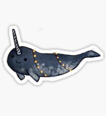 CUTE NARWHAL (wrapped in fairy lights) Sticker