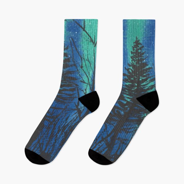 Item preview, Aurora Borealis Over Forest Painting Design designed and sold by galleasstudio.