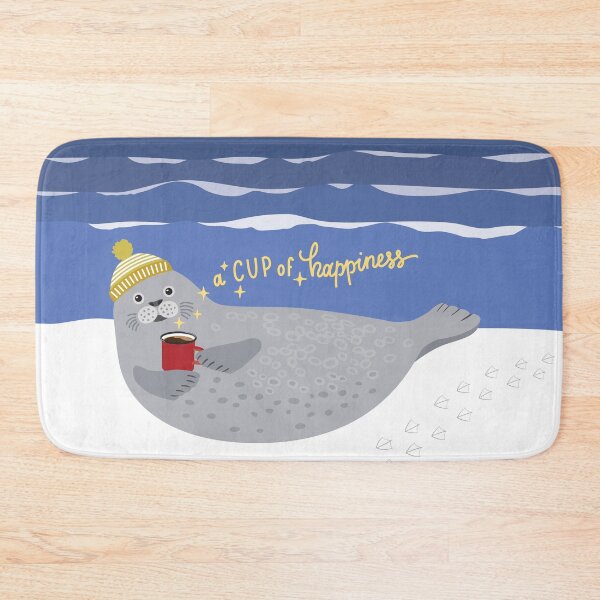 Item preview, Cute seal and lettering a cup of happiness  designed and sold by Darina Gulbina.