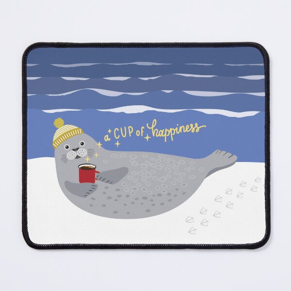 Item preview, Cute seal and lettering a cup of happiness  designed and sold by Darina Gulbina.