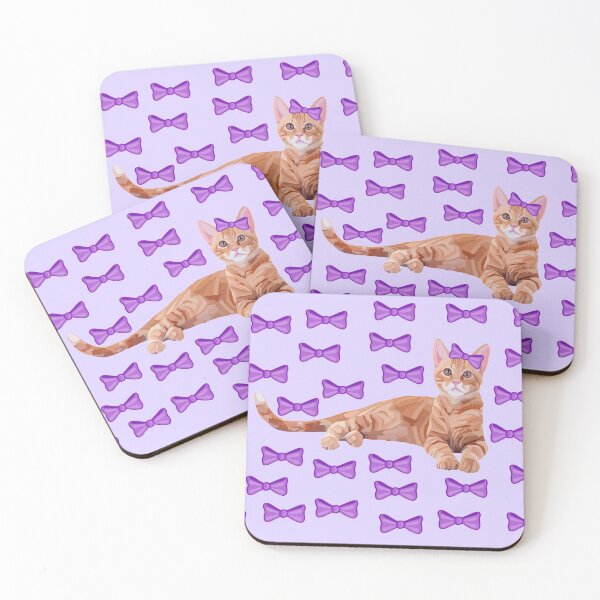 Item preview, Ginger Cat with Purple Bow Pattern designed and sold by Deborah Camp.