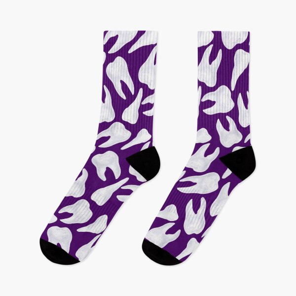 Item preview, Dental Pattern White Teeth With Purple Background Dental Assistant Dental Squad Students Socks Gifts Funny Dentist designed and sold by NOorYES.