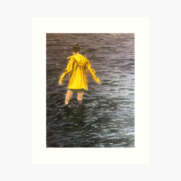 Eco-Friendly Transparent Raincoat with Artistic Print - Yellow